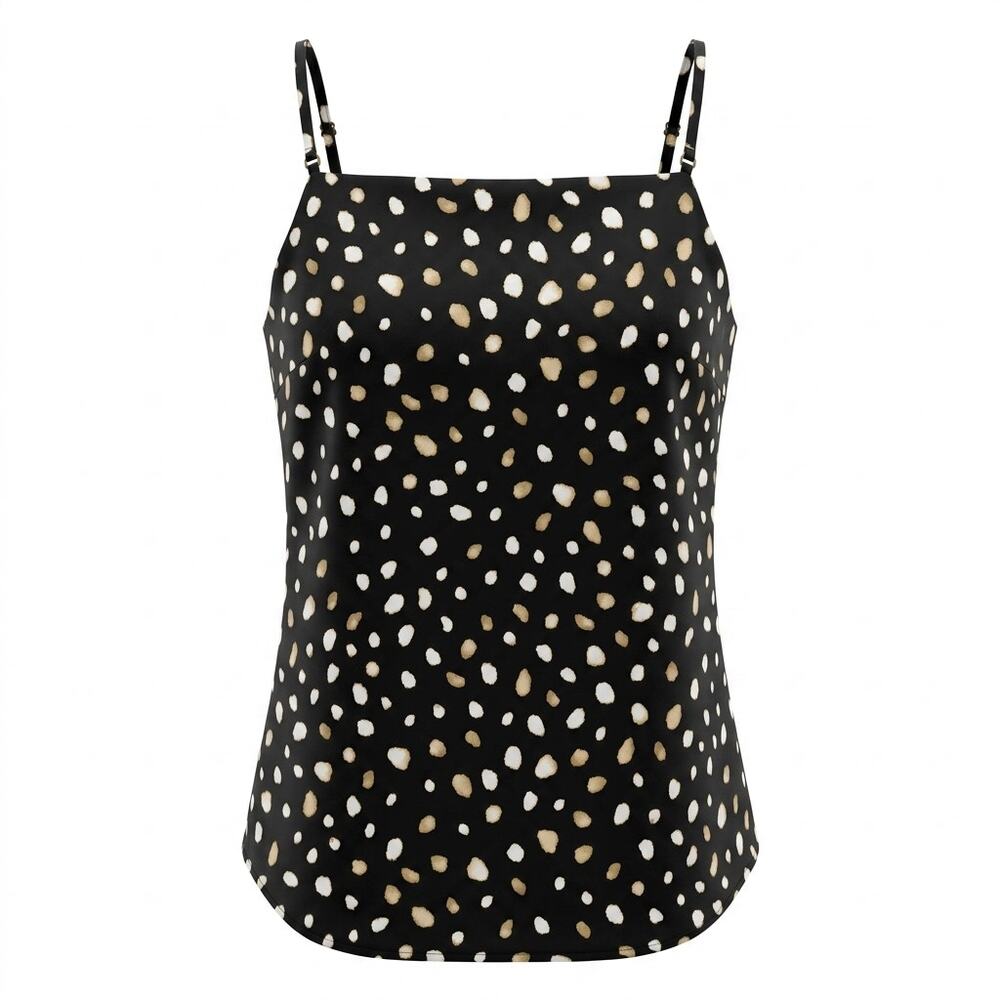 Ann Taylor Black White Polka Dot Lined Camisole Tank Top Women Size XXS